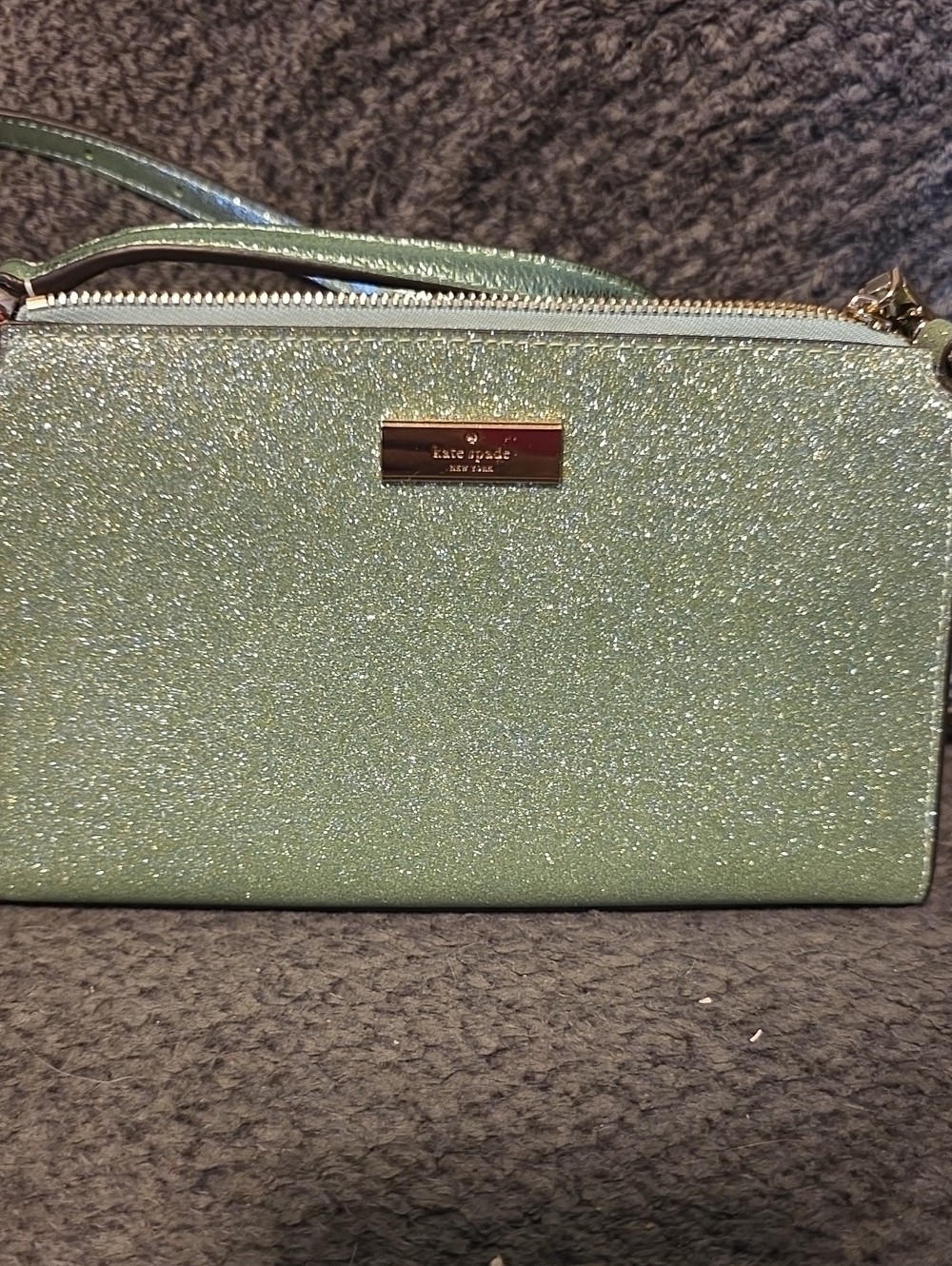 kate spade Glitter Mint Green Crossbody with Gold Hardware